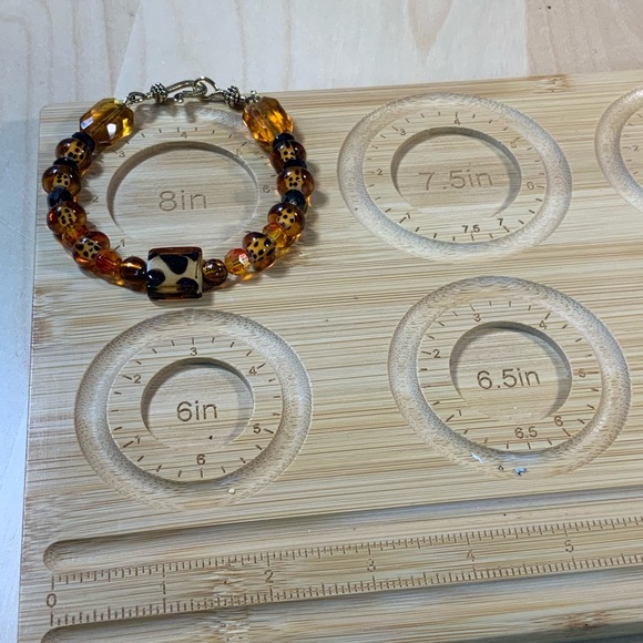 Handcrafted Animal Print Lampwork Bracelet For Larger Wrists 8.5” - Picture 6 of 6